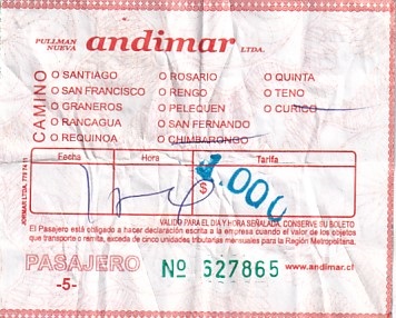 Communication of the city: (międzymiastowe CL) (Chile) - ticket abverse. 