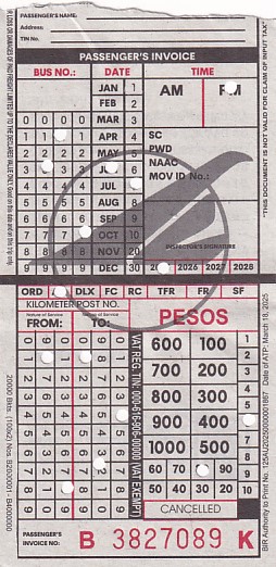 Communication of the city: (międzymiastowe Filipiny) (Filipiny) - ticket abverse. data wydania
(w prawym dolnym rogu):
18.03.2025
<IMG SRC=img_upload/_0wymiana2.png>