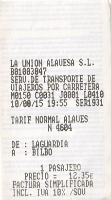 Communication of the city: (międzymiastowe) (Hiszpania) - ticket abverse. 