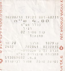 Communication of the city: (międzymiastowe Izrael) (Izrael) - ticket abverse. 