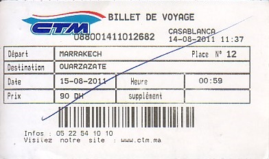 Communication of the city: (międzymiastowe marokańskie) (Maroko) - ticket abverse. 