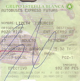 Communication of the city: (międzymiastowe MEX) (Meksyk) - ticket abverse