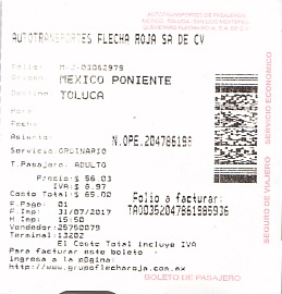 Communication of the city: (międzymiastowe MEX) (Meksyk) - ticket abverse. 