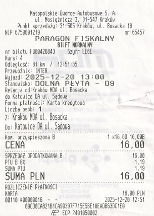 Communication of the city: (międzymiastowe PL) (Polska) - ticket reverse