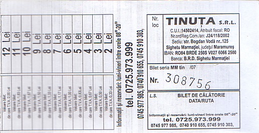 Communication of the city: (międzymiastowe RO) (Rumunia) - ticket abverse