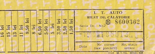 Communication of the city: Constanța (Rumunia) - ticket abverse. regionalne