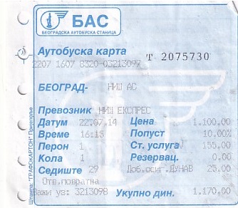 Communication of the city: (międzymiastowe) (Serbia) - ticket abverse