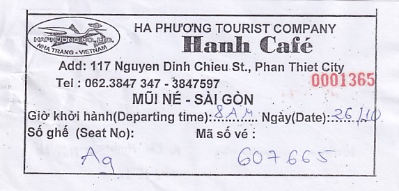 Communication of the city: (międzymiastowe) (Wietnam) - ticket abverse