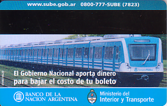 Communication of the city: (ogólnoargentyńskie SUBE) (Argentyna) - ticket reverse