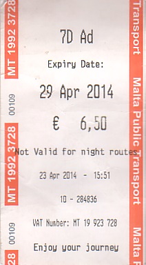 Communication of the city: (ogólnomaltańskie) (Malta) - ticket abverse