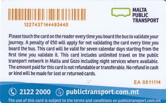Communication of the city: (ogólnomaltańskie) (Malta) - ticket reverse
