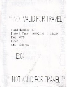 Communication of the city: (ogólnomaltańskie) (Malta) - ticket abverse. 