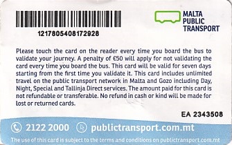 Communication of the city: (ogólnomaltańskie) (Malta) - ticket reverse