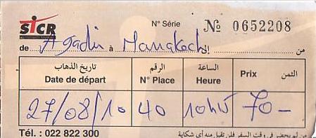 Communication of the city: (międzymiastowe marokańskie) (Maroko) - ticket abverse