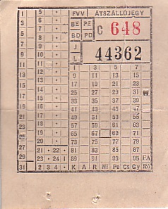 Communication of the city: Budapest (Węgry) - ticket abverse. 1957, podmiejski