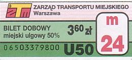 Communication of the city: Warszawa (Polska) - ticket abverse. hologram na odwrocie; mikrodruk